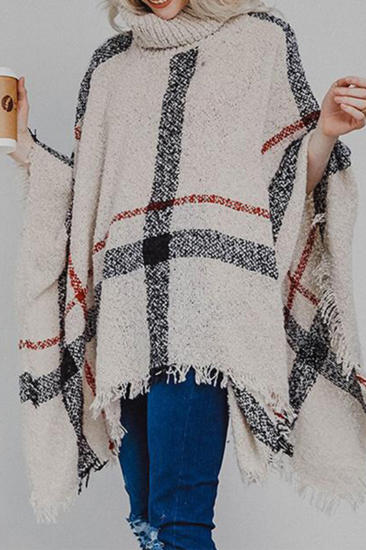 Patchwork Tassel Turtleneck Cardigans(3 Colors)