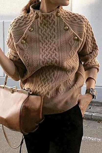 Patchwork Buckle Half a Turtleneck Sweaters