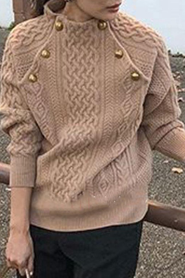 Patchwork Buckle Half a Turtleneck Sweaters