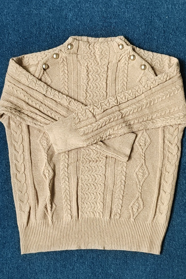 Patchwork Buckle Half a Turtleneck Sweaters