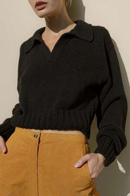 Patchwork Turndown Collar Sweaters(4 Colors)