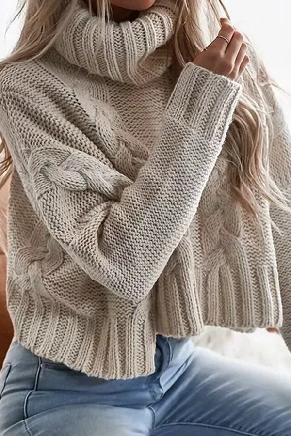 Split Joint Turtleneck Tops Sweater