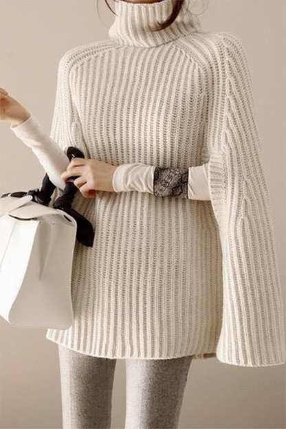 Street Split Joint Turtleneck Tops Sweater (without Belt)