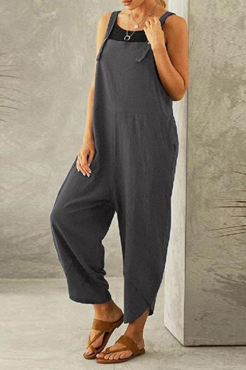 Buttons Capris Loose Jumpsuits(8 Colors)