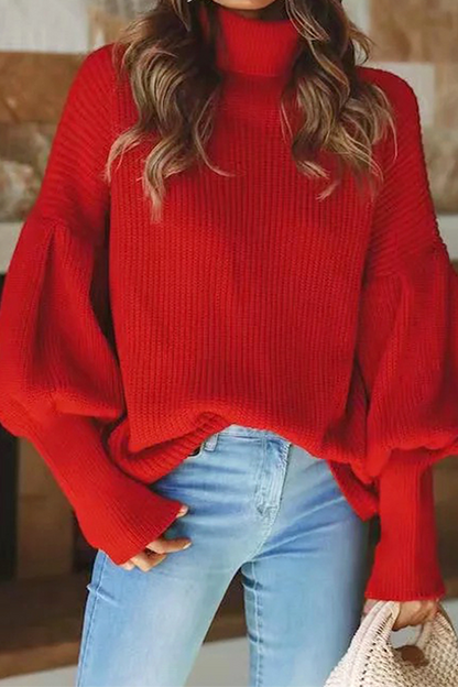 Patchwork Turtleneck Tops Sweater(3 Colors)