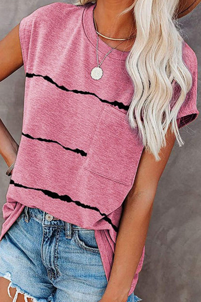 Street Striped Split Joint O Neck T-shirts(4 Colors)