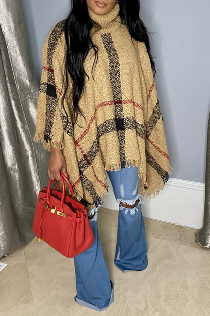 Patchwork Tassel Turtleneck Cardigans(3 Colors)