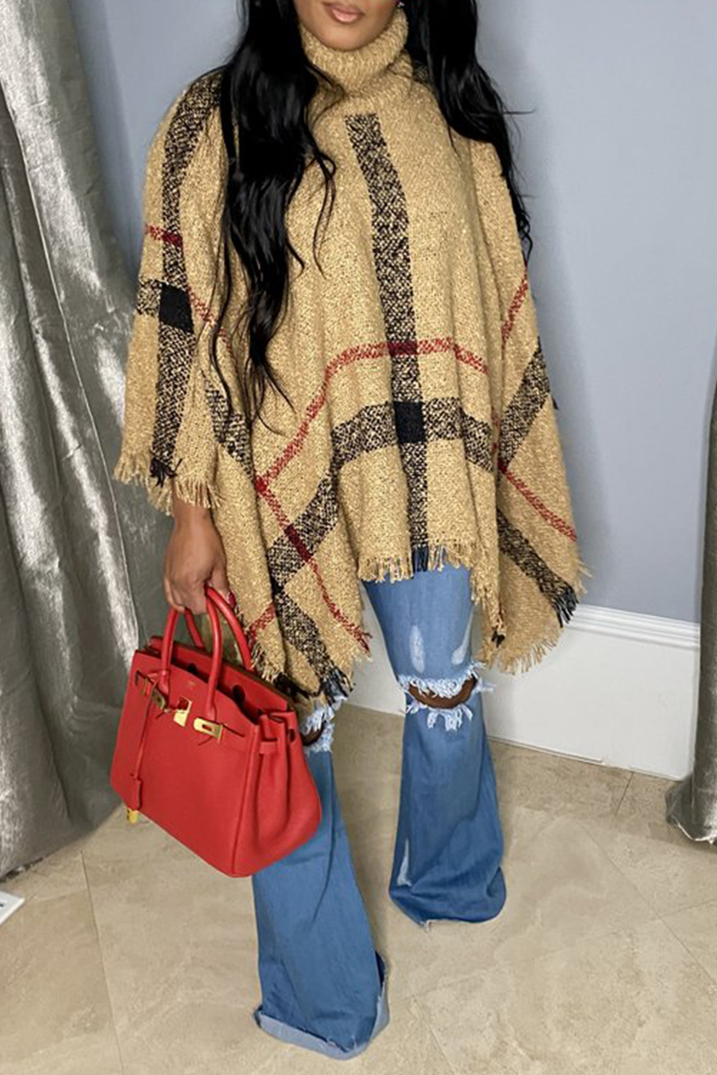 Patchwork Tassel Turtleneck Cardigans(3 Colors)