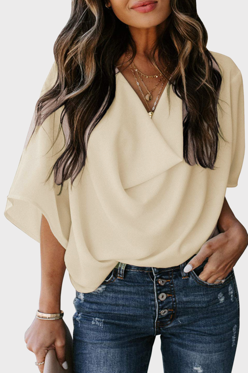 Patchwork V Neck Blouses(7 Colors)