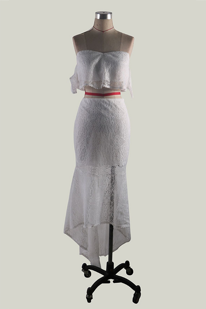 Hollowed Out Backless Strapless Short Sleeve Two Pieces(3 Colors)
