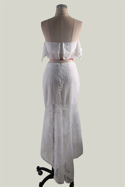 Hollowed Out Backless Strapless Short Sleeve Two Pieces(3 Colors)
