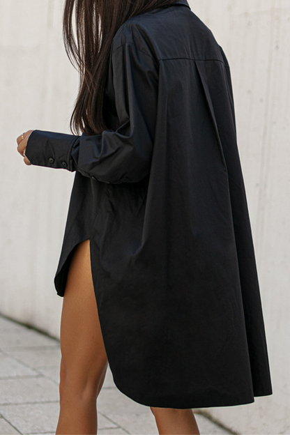 Buckle Asymmetrical Turndown Collar Blouses(4 Colors)