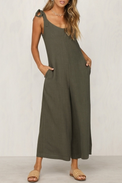 Capris Strap Design V Neck Loose Jumpsuits(4 Colors)