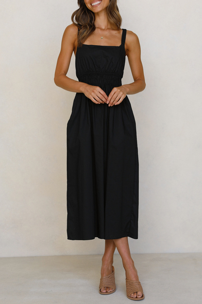 Split Joint Backless Square Collar Waist Skirt Dresses