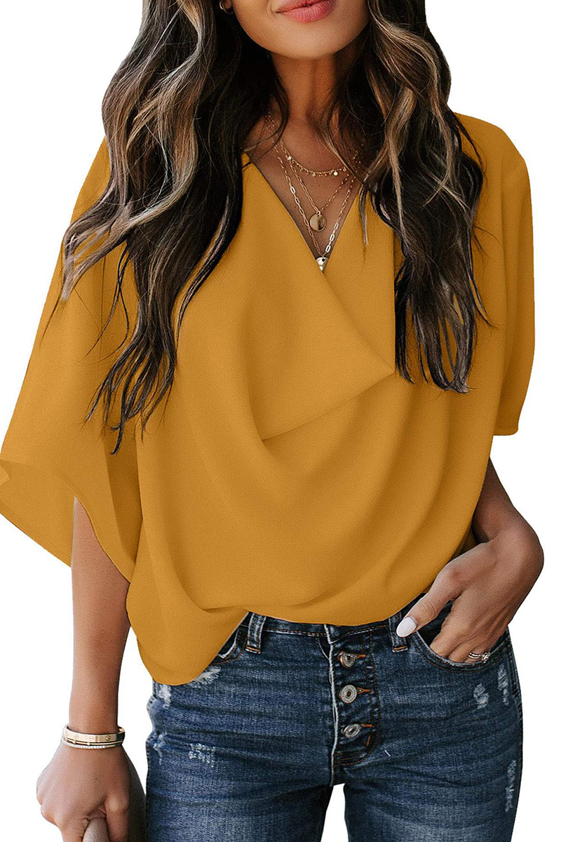 Flounce V Neck T-shirts(7 Colors)