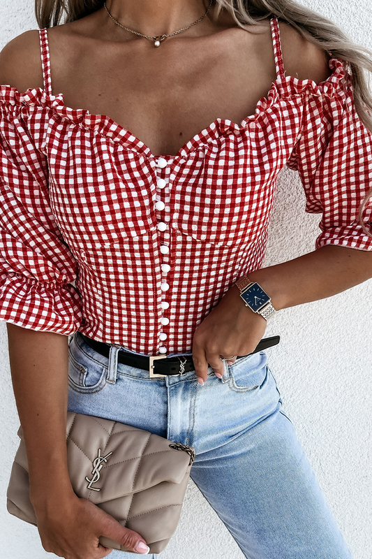 Plaid Spaghetti Strap Blouses(3 Colors)