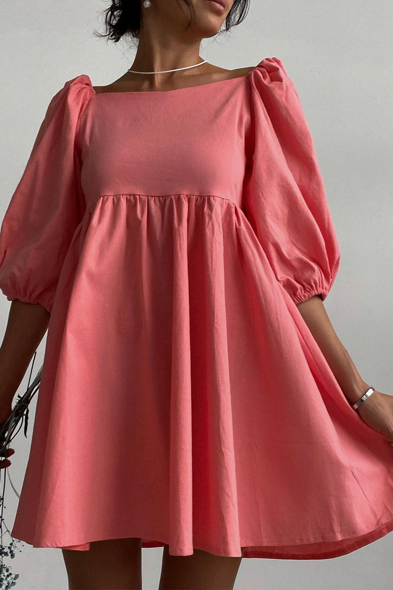 Split Joint Square Collar Cake Skirt Dresses(4 Colors)
