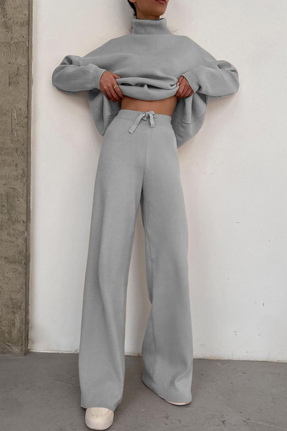 Split Joint Half a Turtleneck Long Sleeve Two Pieces