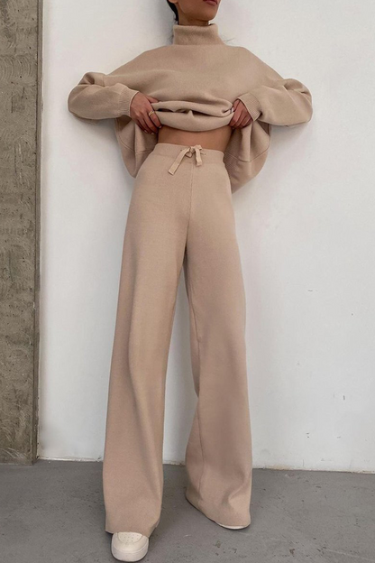 Split Joint Half a Turtleneck Long Sleeve Two Pieces