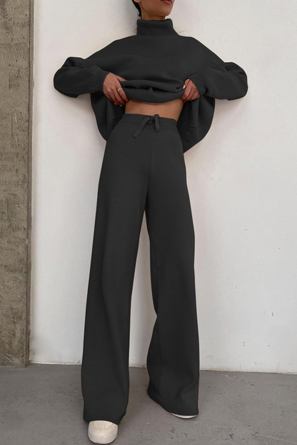 Split Joint Half a Turtleneck Long Sleeve Two Pieces