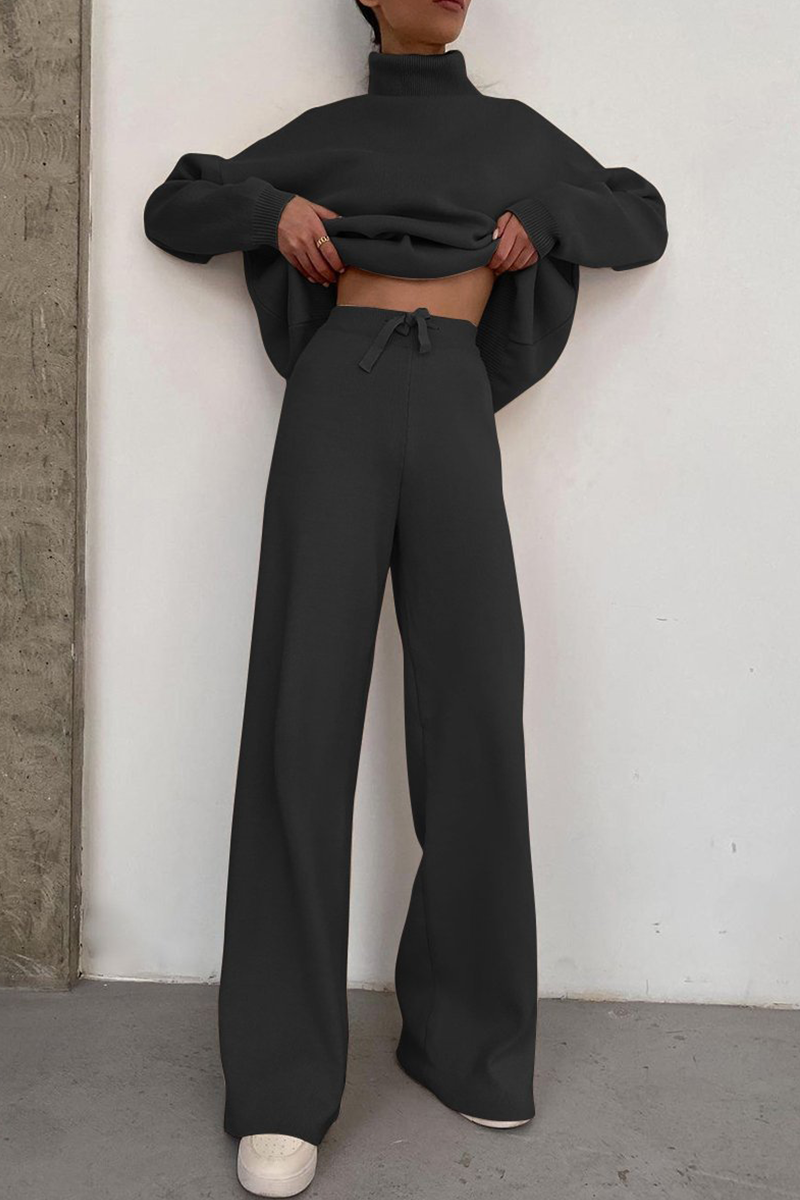 Patchwork Half a Turtleneck Long Sleeve Two Pieces