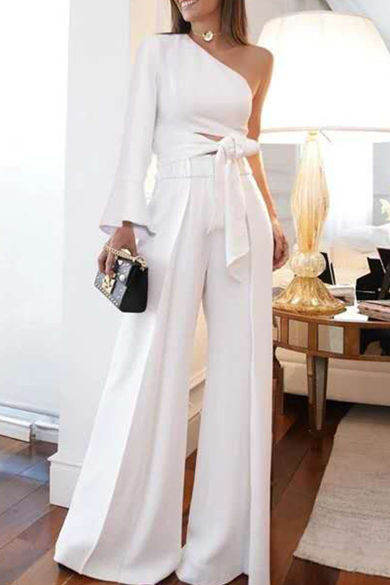 Print Patchwork One Shoulder Three Quarter Two Pieces