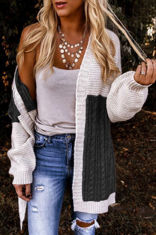 Patchwork Cardigan Collar Cardigans