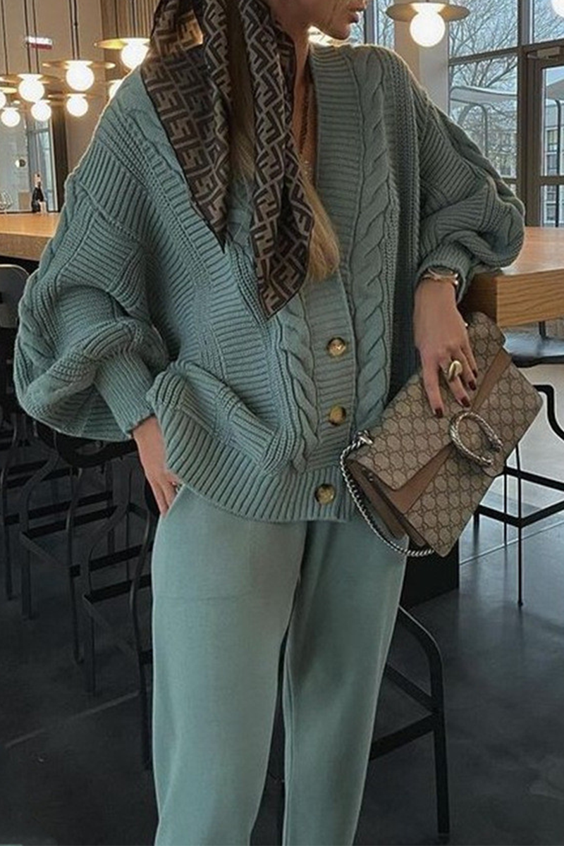 Patchwork V Neck Long Sleeve Two Pieces