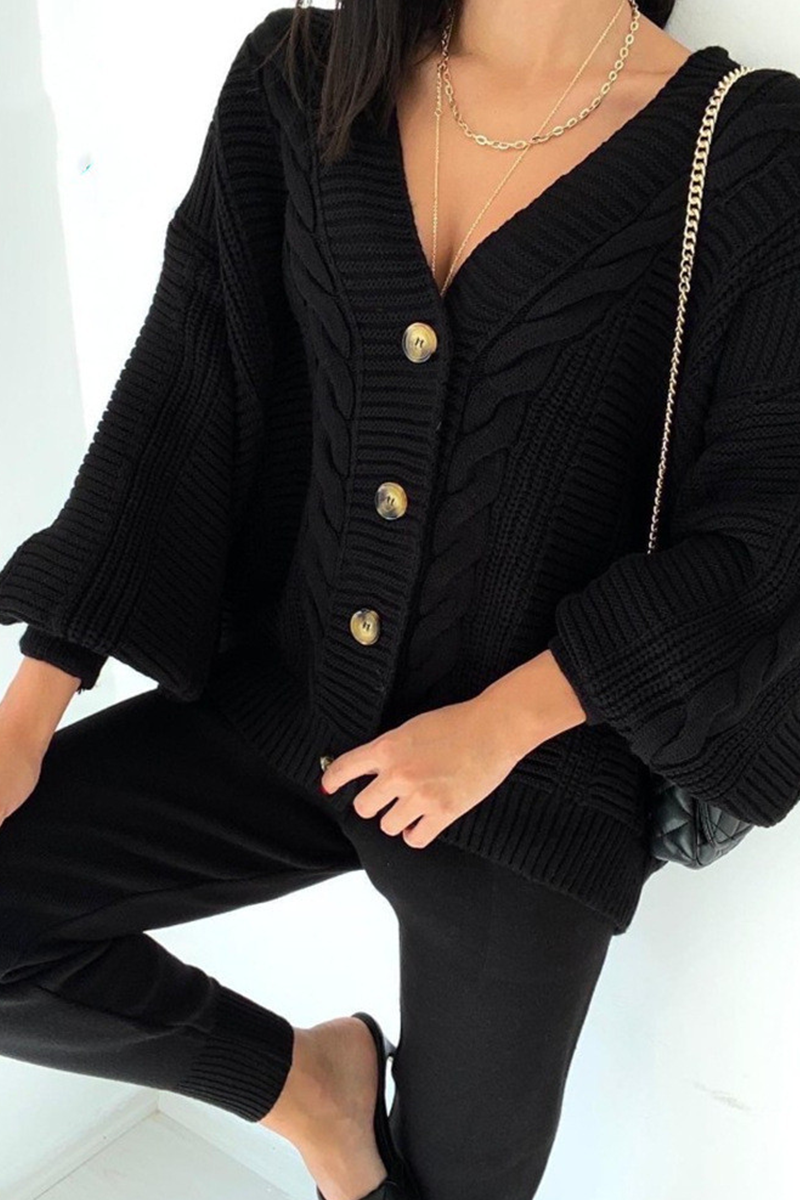 Patchwork V Neck Long Sleeve Two Pieces