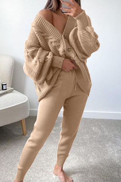 Patchwork V Neck Long Sleeve Two Pieces