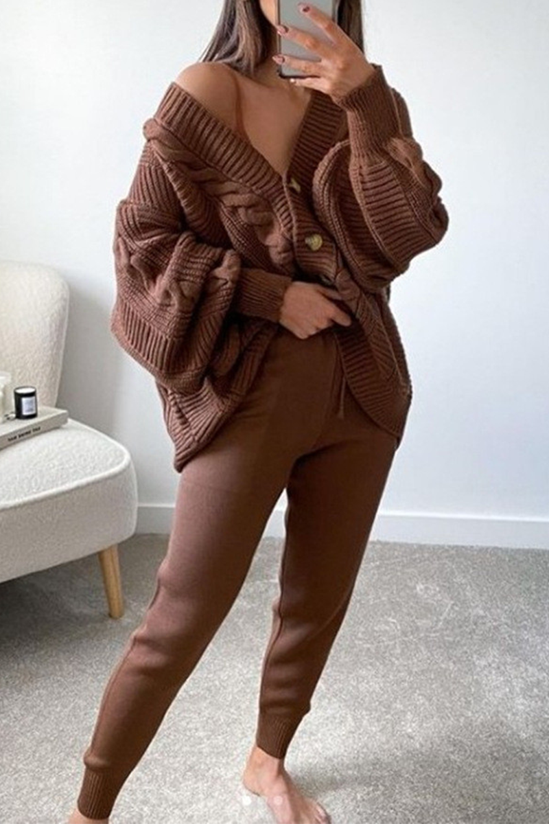 Patchwork V Neck Long Sleeve Two Pieces