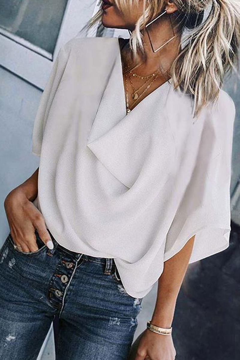 Patchwork V Neck Blouses(7 Colors)