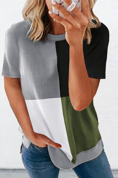 Patchwork O Neck T-shirts