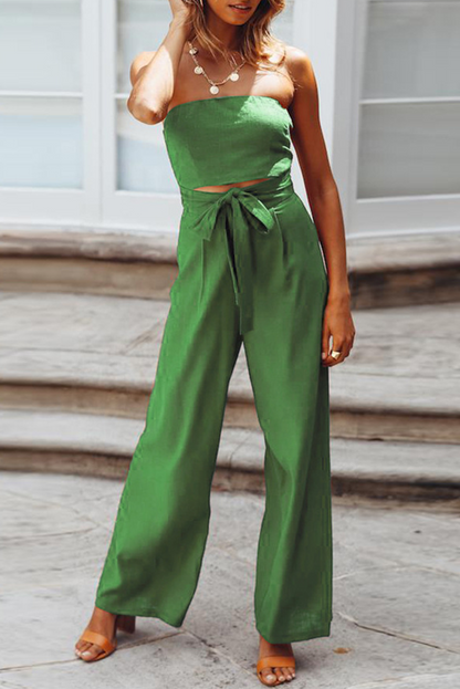 Patchwork Strapless Straight Jumpsuits(4 Colors)