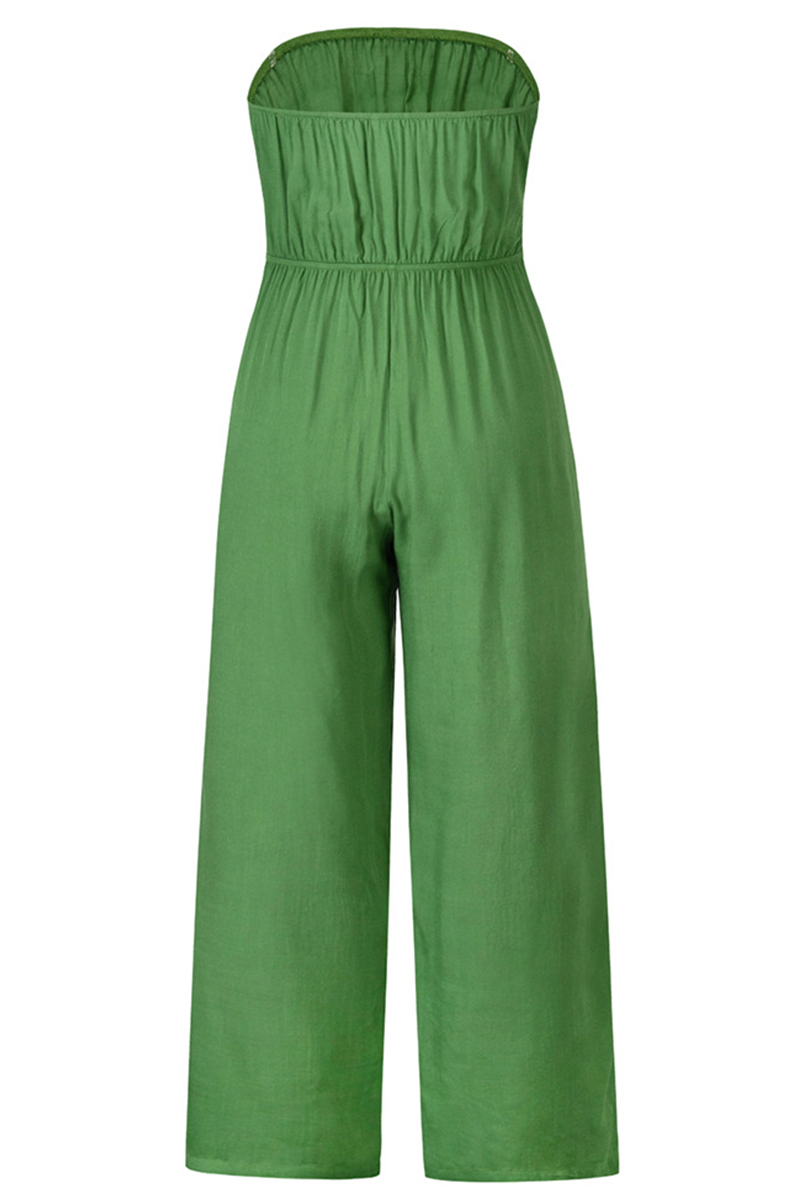 Patchwork Strapless Straight Jumpsuits(4 Colors)