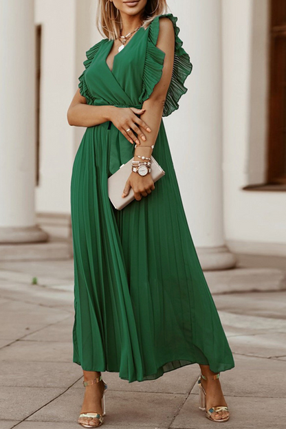 Split Joint V Neck Cake Skirt Dresses(6 Colors)