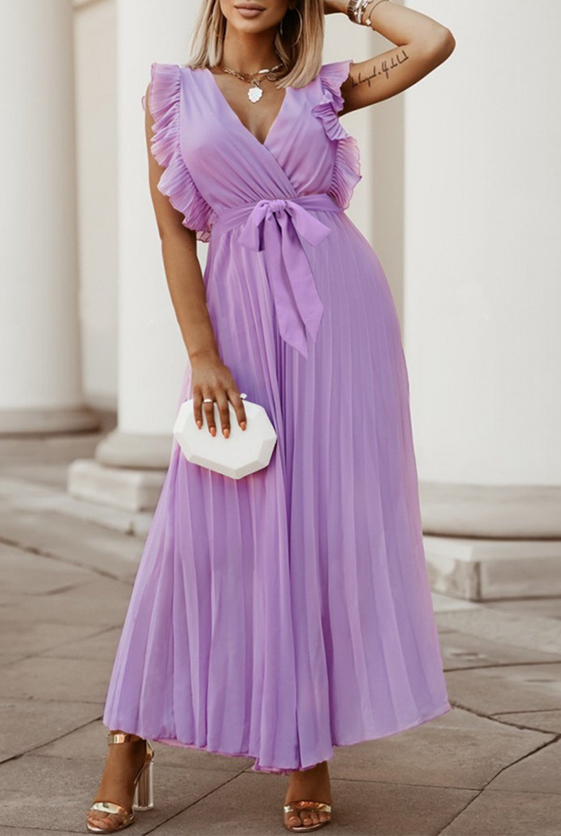 Split Joint V Neck Cake Skirt Dresses(6 Colors)