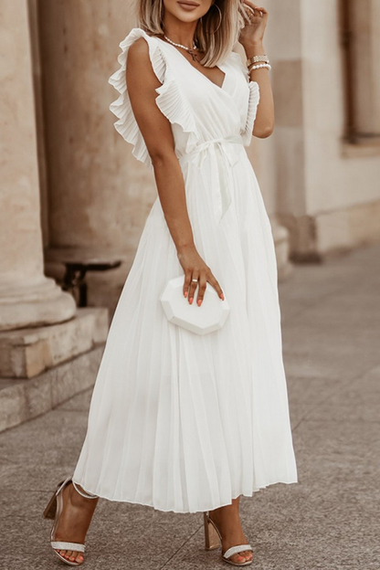 Split Joint V Neck Cake Skirt Dresses(6 Colors)