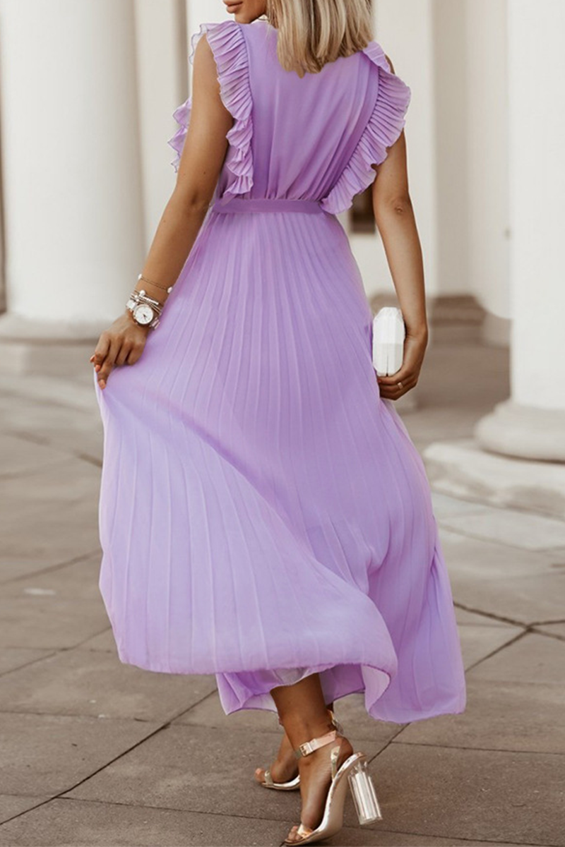Split Joint V Neck Cake Skirt Dresses(6 Colors)