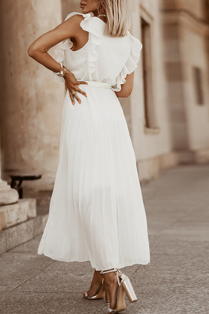 Split Joint V Neck Cake Skirt Dresses(6 Colors)