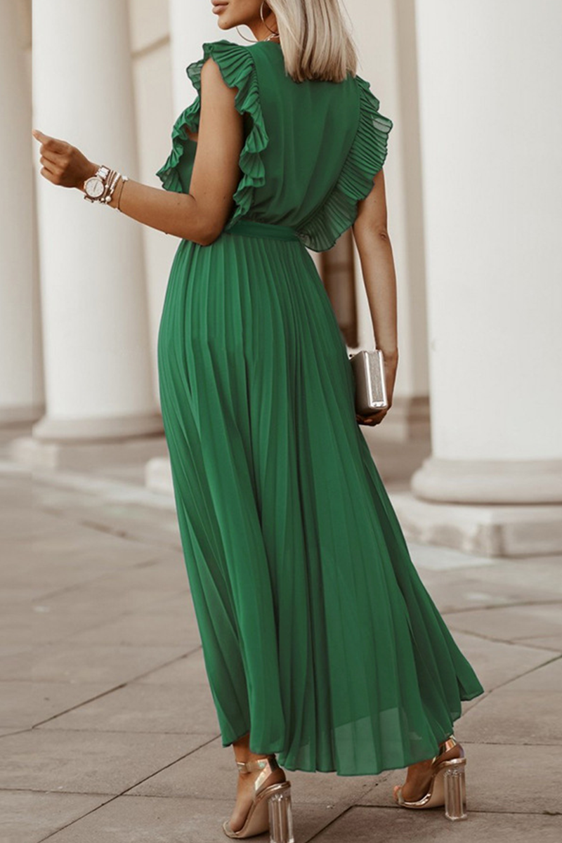 Split Joint V Neck Cake Skirt Dresses(6 Colors)