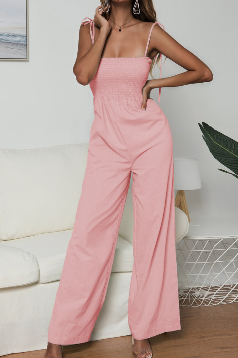 Split Joint Spaghetti Strap Loose Jumpsuits