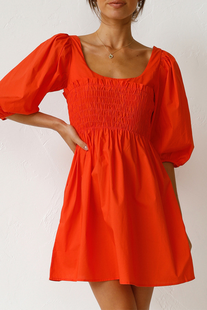 Patchwork Square Collar Cake Skirt Dresses