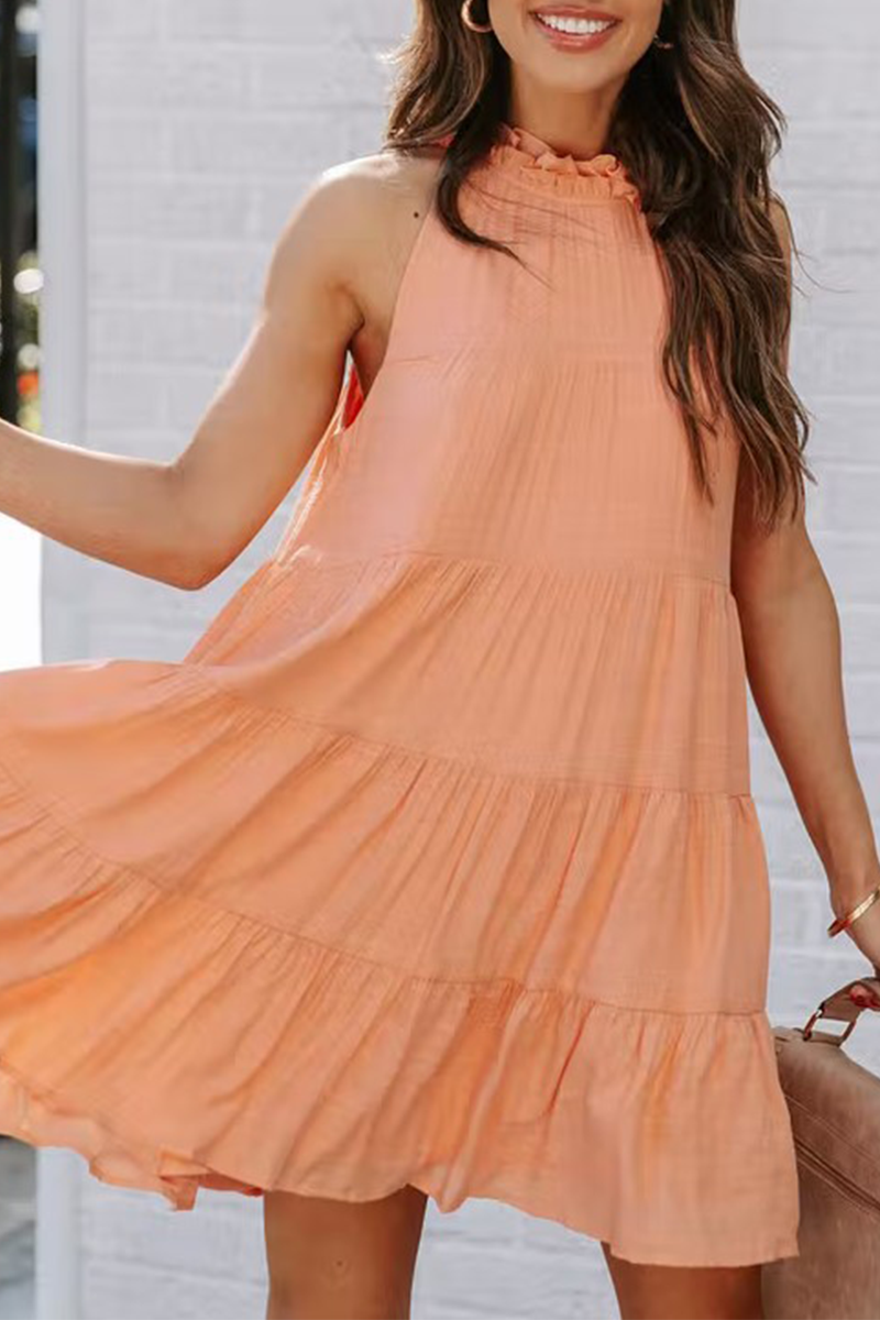 Patchwork Halter Cake Skirt Dresses(5 Colors)