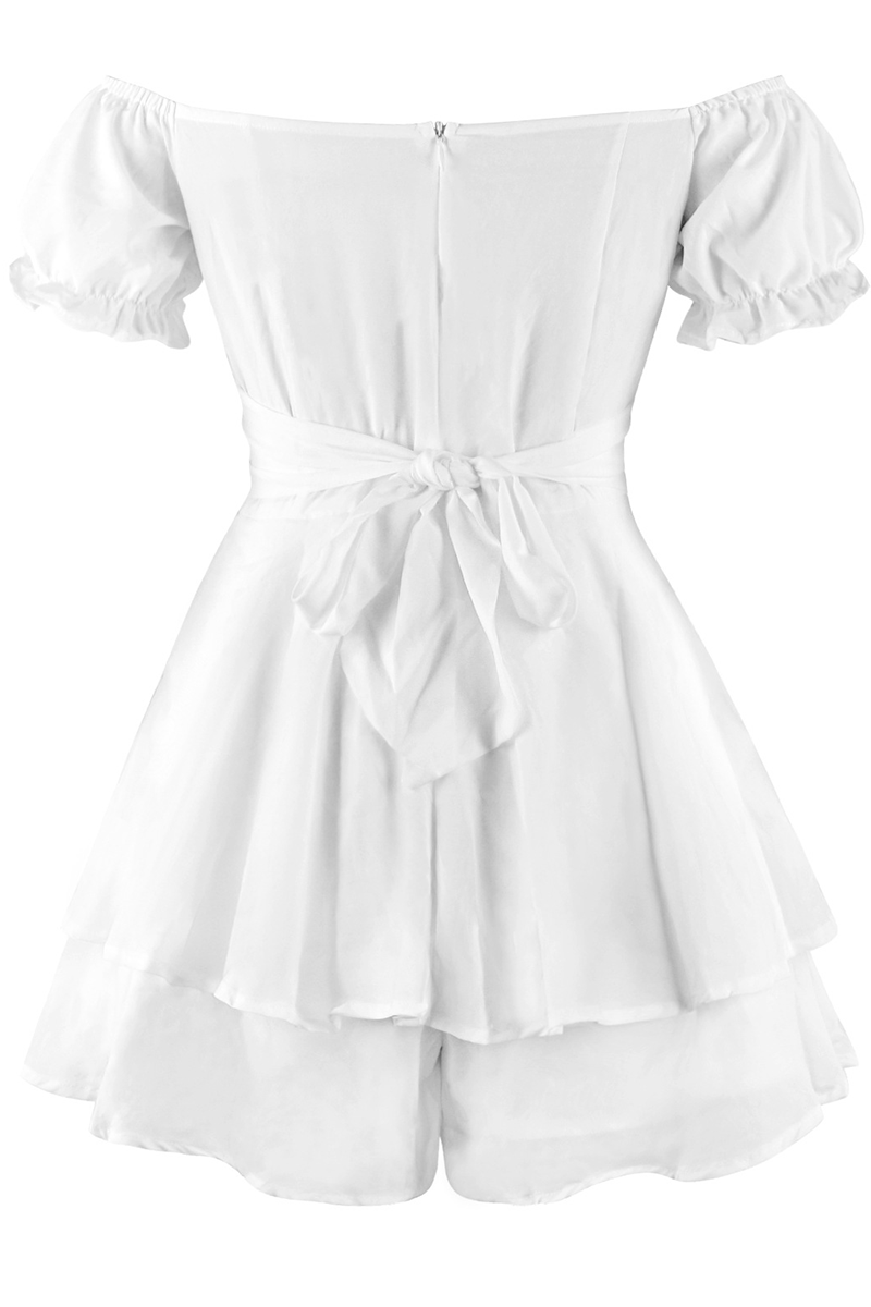 Flounce Off the Shoulder Straight Rompers(9 Colors)