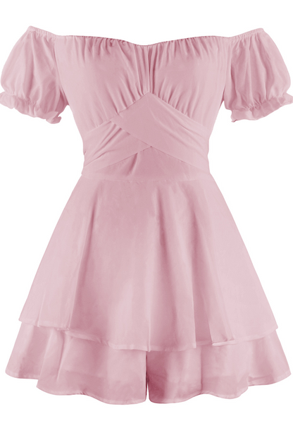 Flounce Off the Shoulder Straight Rompers(9 Colors)