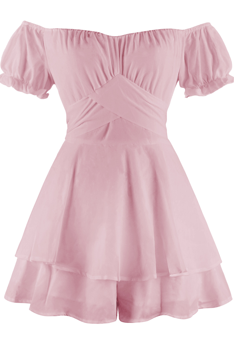 Flounce Off the Shoulder Straight Rompers(9 Colors)