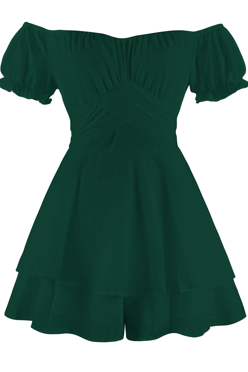 Flounce Off the Shoulder Straight Rompers(9 Colors)
