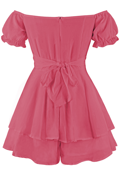 Flounce Off the Shoulder Straight Rompers(9 Colors)