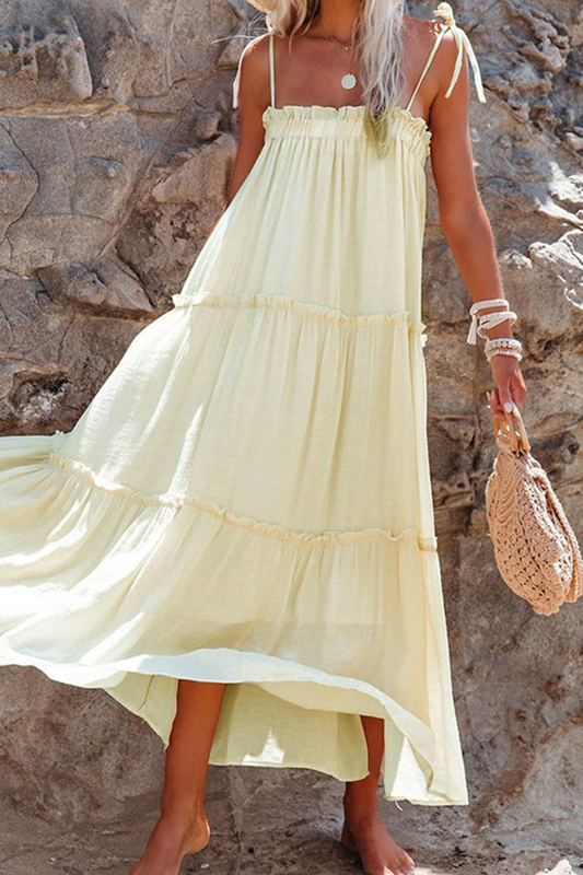 Patchwork Spaghetti Strap Cake Skirt Dresses(3 Colors)